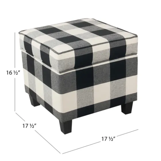 Cream Buffalo Plaid Upholstered Storage Ottoman-Kirkland's Home Cheap