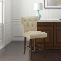 Cream Button Tufted Back Counter Stool-Kirkland's Home Fashion