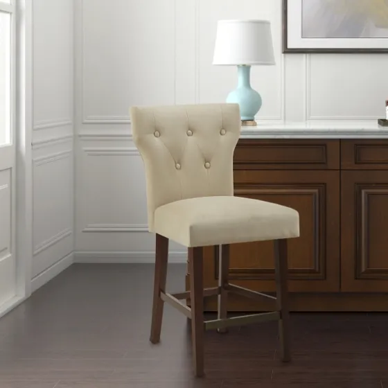 Cream Button Tufted Back Counter Stool-Kirkland's Home Fashion