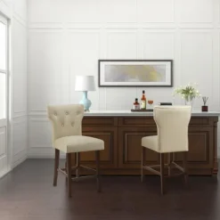 Cream Button Tufted Back Counter Stool-Kirkland's Home Fashion