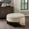 Cream Button Tufted Storage Ottoman-Kirkland's Home Online