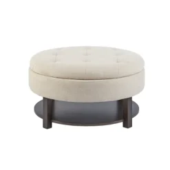 Cream Button Tufted Storage Ottoman-Kirkland's Home Online