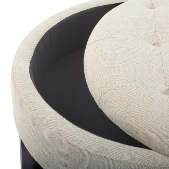 Cream Button Tufted Storage Ottoman-Kirkland's Home Online