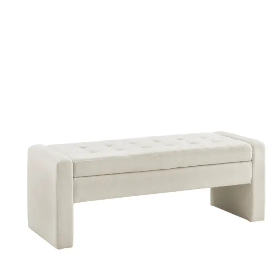 Cream Button Tufted Upholstered Storage Bench-Kirkland's Home Cheap