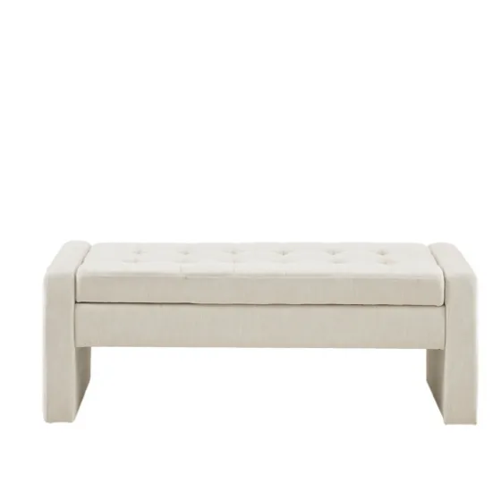 Cream Button Tufted Upholstered Storage Bench-Kirkland's Home Cheap