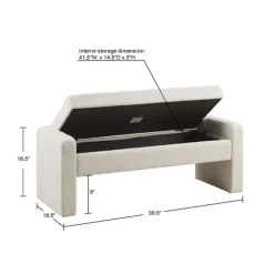Cream Button Tufted Upholstered Storage Bench-Kirkland's Home Cheap