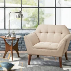 Cream Button Tufted Upholstered Accent Chair-Kirkland's Home Shop