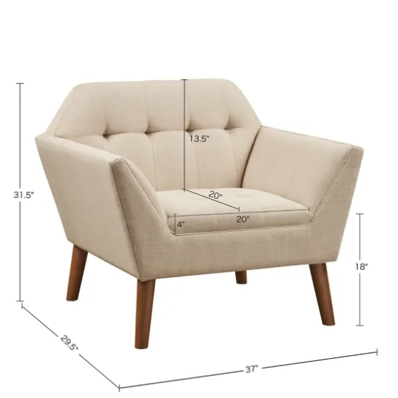 Cream Button Tufted Upholstered Accent Chair-Kirkland's Home Shop