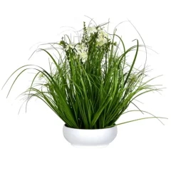 Cream Cosmos And Grass In White Pot, 21 In.-Kirkland's Home Flash Sale