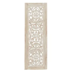 Cream Distressed Carved Floral Wall Plaque-Kirkland's Home Outlet