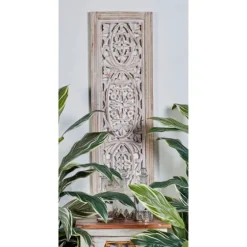 Cream Distressed Carved Floral Wall Plaque-Kirkland's Home Outlet