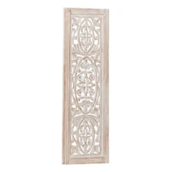 Cream Distressed Carved Floral Wall Plaque-Kirkland's Home Outlet