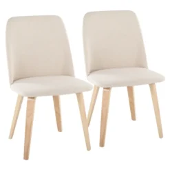 Cream Faux Leather Wood Dining Chairs, Set Of 2-Kirkland's Home Fashion
