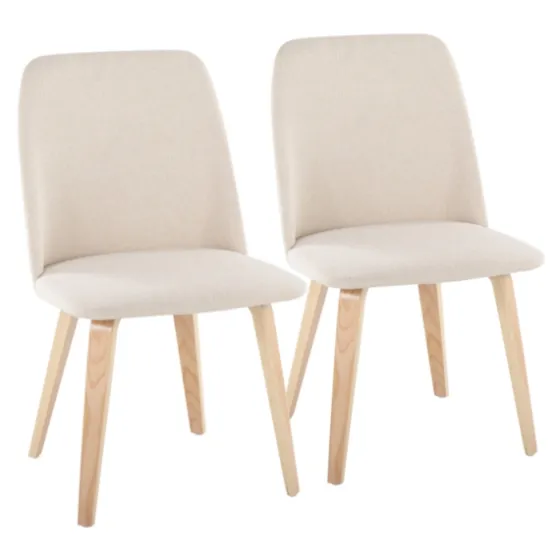 Cream Faux Leather Wood Dining Chairs, Set Of 2-Kirkland's Home Fashion