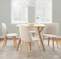 Cream Faux Leather Wood Dining Chairs, Set Of 2-Kirkland's Home Fashion