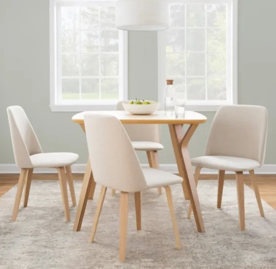 Cream Faux Leather Wood Dining Chairs, Set Of 2-Kirkland's Home Fashion