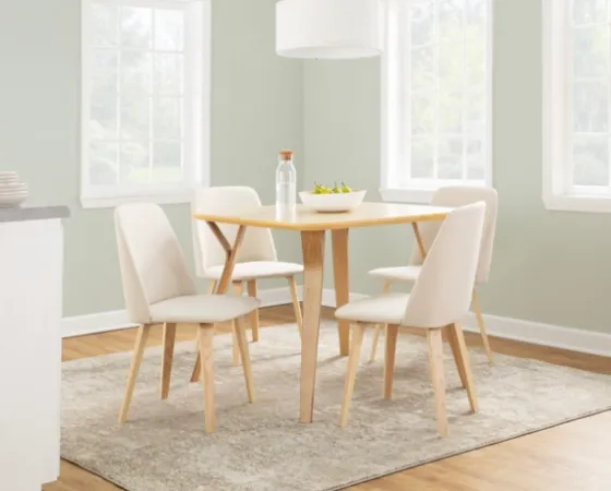 Cream Faux Leather Wood Dining Chairs, Set Of 2-Kirkland's Home Fashion
