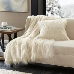 Cream Faux Mink Fluffy Throw-Kirkland's Home Sale