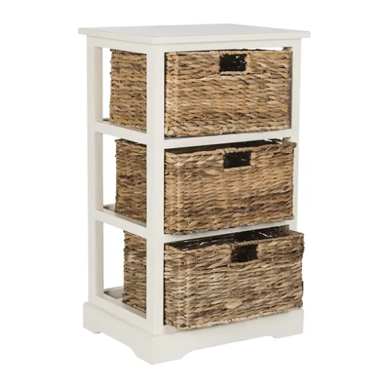 Cream Hailey Wicker Basket Storage Accent Table-Kirkland's Home Store