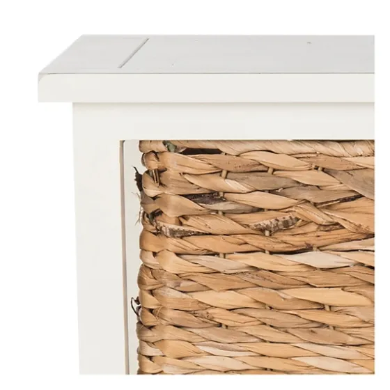 Cream Hailey Wicker Basket Storage Accent Table-Kirkland's Home Store