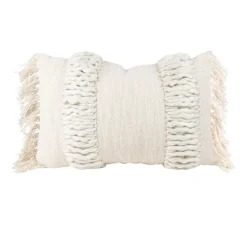 Cream Hand Woven Fringe Ends Lumbar Pillow-Kirkland's Home Best