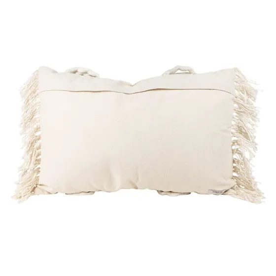 Cream Hand Woven Fringe Ends Lumbar Pillow-Kirkland's Home Best