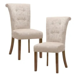 Cream Linen Rolled Back Dining Chairs, Set Of 2-Kirkland's Home Shop