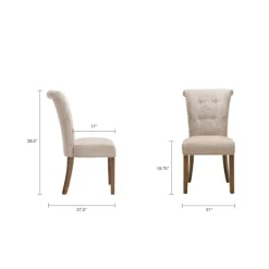 Cream Linen Rolled Back Dining Chairs, Set Of 2-Kirkland's Home Shop