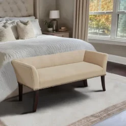 Cream Low Back Flared Arms Bench-Kirkland's Home Cheap