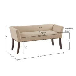 Cream Low Back Flared Arms Bench-Kirkland's Home Cheap