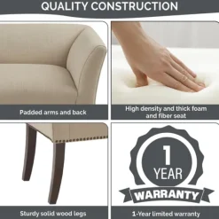 Cream Low Back Flared Arms Bench-Kirkland's Home Cheap