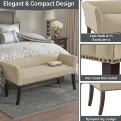 Cream Low Back Flared Arms Bench-Kirkland's Home Cheap