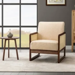 Cream Mahogany Finish Cane Panel Accent Chair-Kirkland's Home Cheap