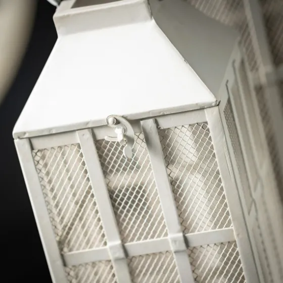 Cream Metal Paned Wood Base Lanterns, Set Of 2-Kirkland's Home Best