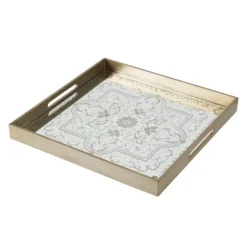 Cream Moroccan Pattern Tray With Gold Edges-Kirkland's Home Clearance