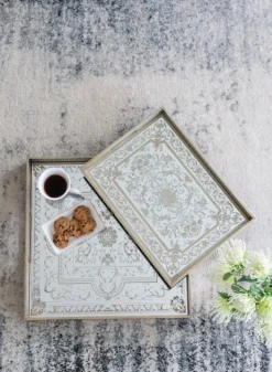 Cream Moroccan Pattern Tray With Gold Edges-Kirkland's Home Clearance
