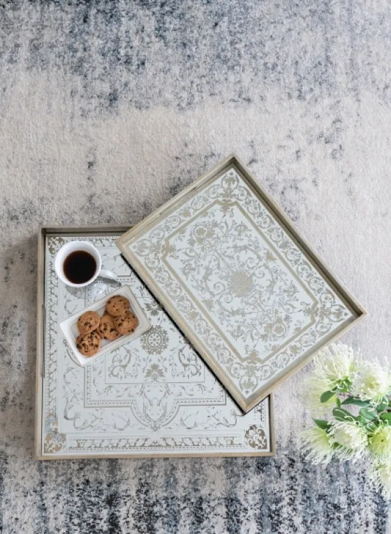 Cream Moroccan Pattern Tray With Gold Edges-Kirkland's Home Clearance