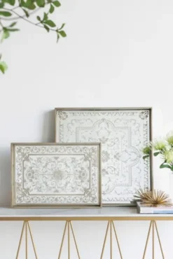 Cream Moroccan Pattern Tray With Gold Edges-Kirkland's Home Clearance