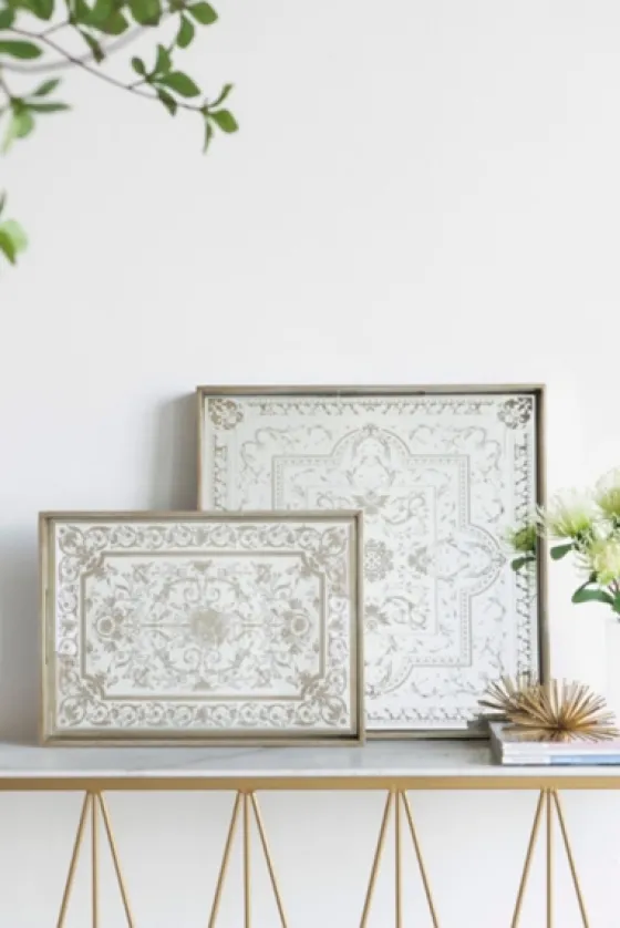 Cream Moroccan Pattern Tray With Gold Edges-Kirkland's Home Clearance