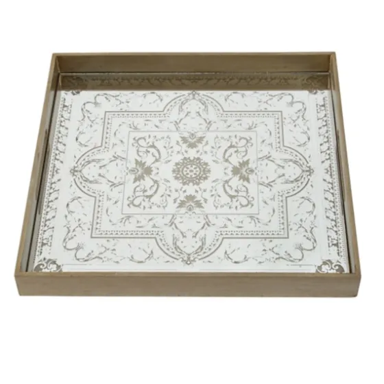 Cream Moroccan Pattern Tray With Gold Edges-Kirkland's Home Clearance