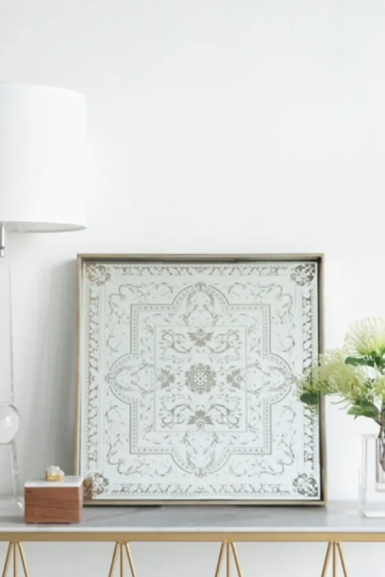 Cream Moroccan Pattern Tray With Gold Edges-Kirkland's Home Clearance