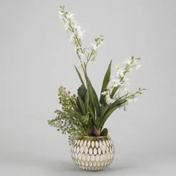 Cream Orchids Arrangement In Gold Planter-Kirkland's Home Cheap