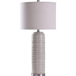 Cream Ringed Ceramic Table Lamp-Kirkland's Home Clearance