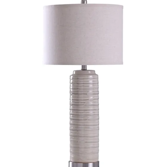 Cream Ringed Ceramic Table Lamp-Kirkland's Home Clearance