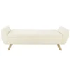 Cream Sherpa And Wood Storage Bench-Kirkland's Home Flash Sale