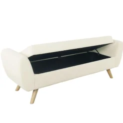 Cream Sherpa And Wood Storage Bench-Kirkland's Home Flash Sale
