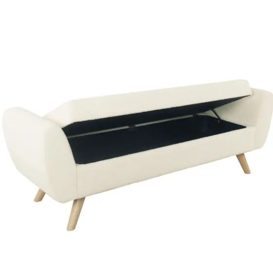 Cream Sherpa And Wood Storage Bench-Kirkland's Home Flash Sale
