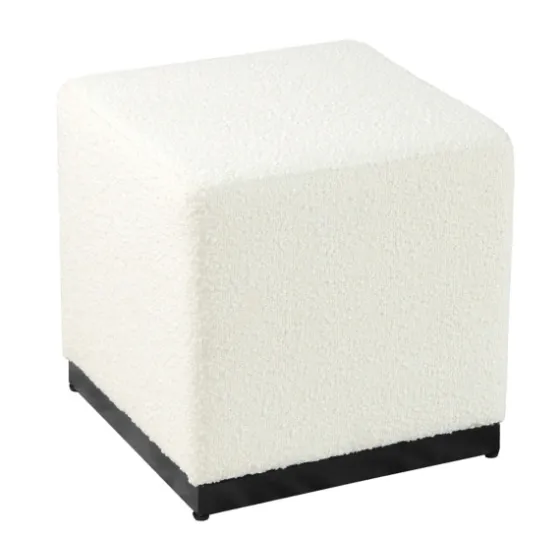 Cream Sherpa Boucle Cube Ottoman-Kirkland's Home Clearance