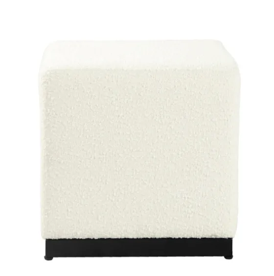 Cream Sherpa Boucle Cube Ottoman-Kirkland's Home Clearance