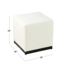 Cream Sherpa Boucle Cube Ottoman-Kirkland's Home Clearance